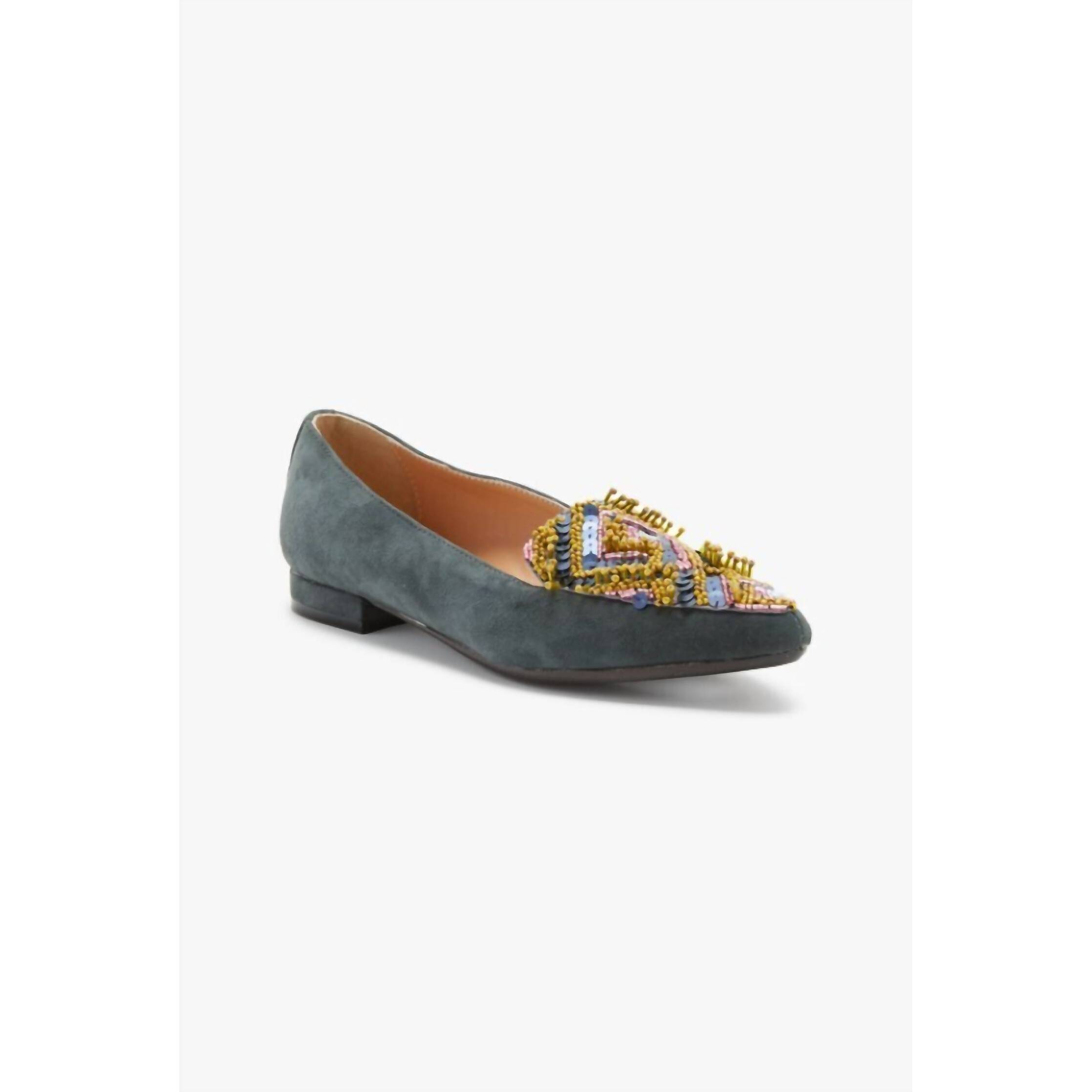 New Maliparmi Beaded Ballerina In Grey/Lime